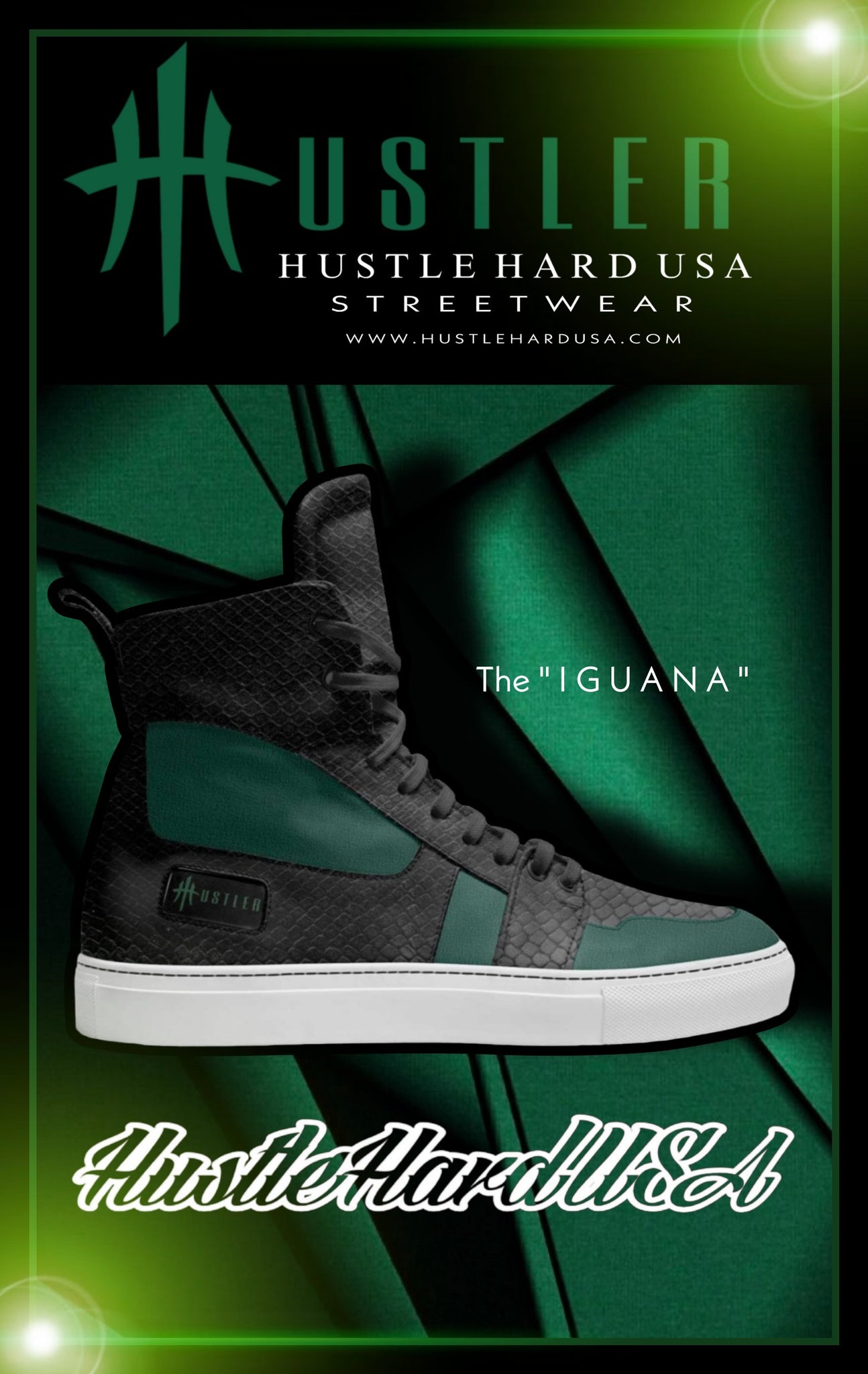 HustleHardUSA HUSTLER "LA IGUANA" Custom Leather Sneakers