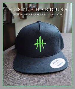 "MONSTER HUSTLE" HustleHardUSA Custom Embroidered! SNAPBACK Lid (Flat Bill)